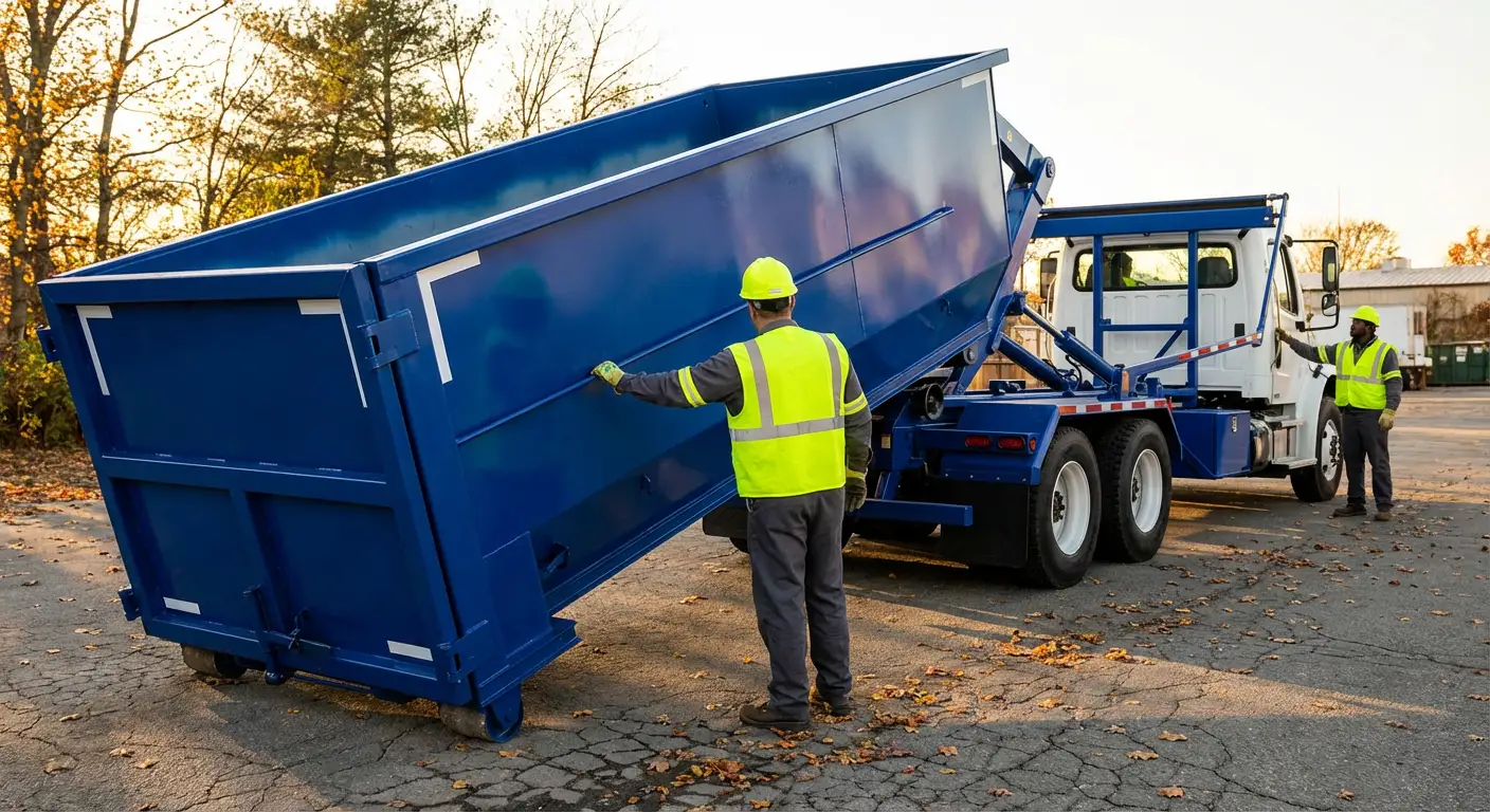 Commercial roll-off dumpster delivery truck in Carlsbad, CA