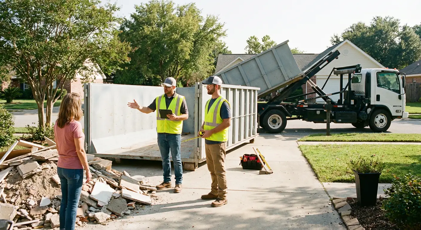 Tamarack Dumpster Rental dumpster delivery truck in Carlsbad, CA