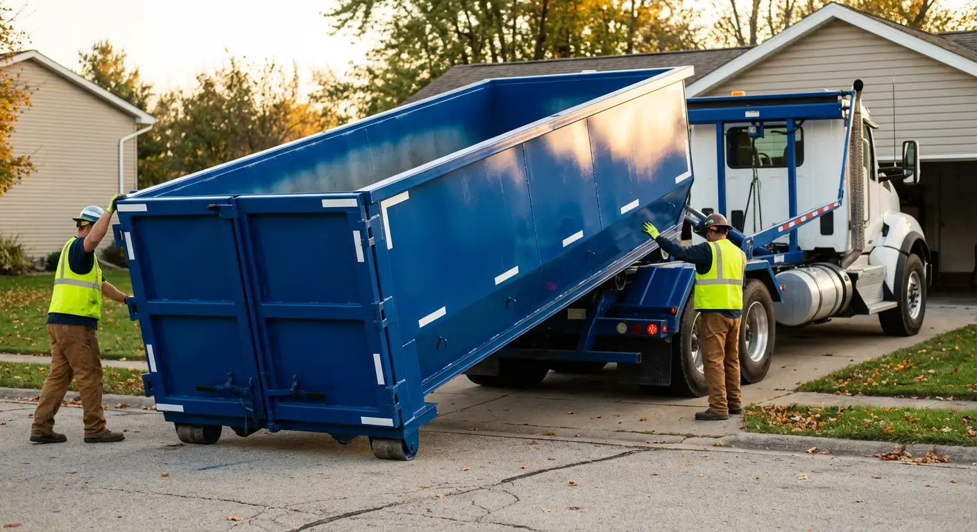 Roll-off dumpster delivery truck in Carlsbad, CA